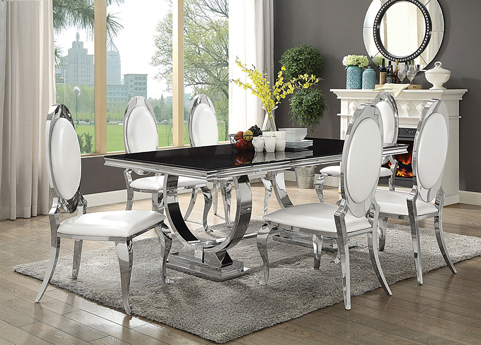 Antoine Rectangular Glass Top Dining Set Chrome - California Furniture (Coachella, CA)