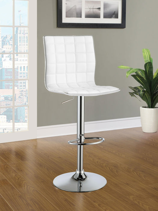 Ashbury Upholstered Adjustable Bar Stools White and Chrome (Set of 2) - California Furniture (Coachella, CA)