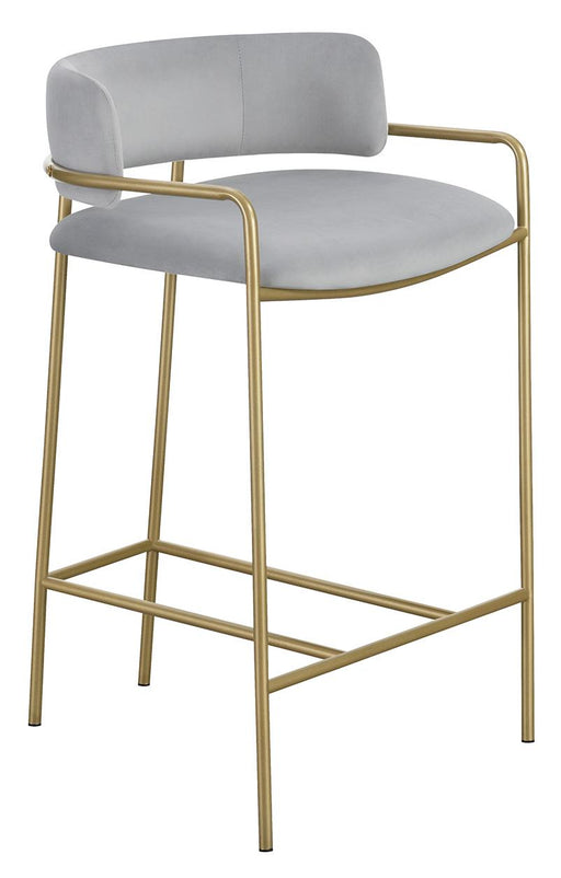 Comstock Upholstered Low Back Stool Grey and Gold - California Furniture (Coachella, CA)