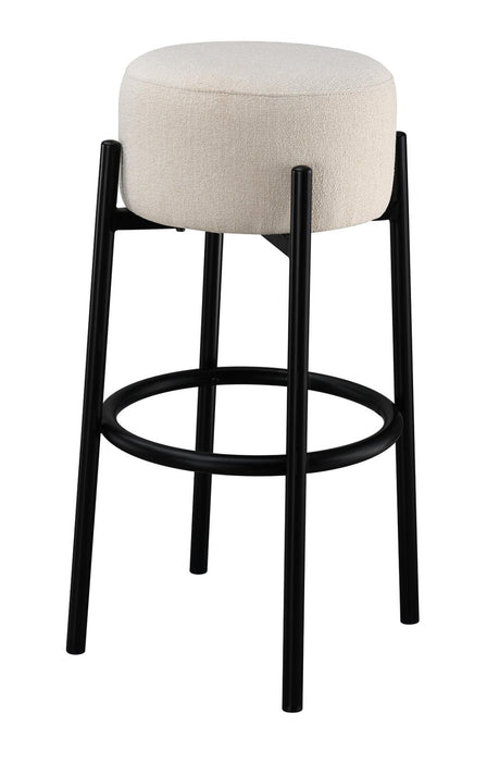 Leonard Upholstered Backless Round Stools White and Black (Set of 2) - California Furniture (Coachella, CA)