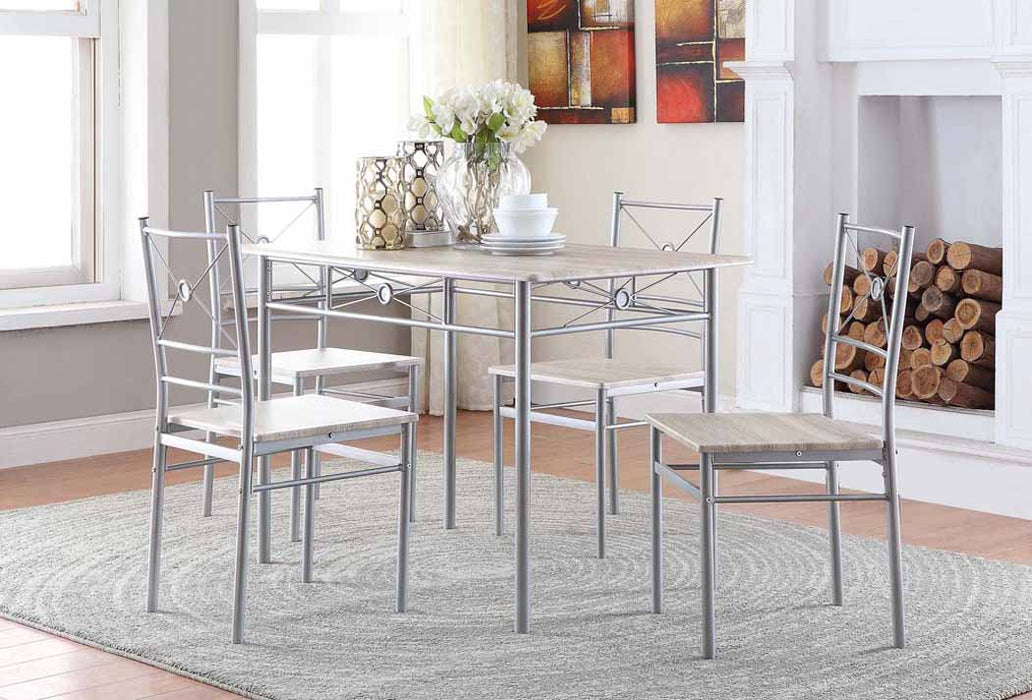 Anna Fontana 5-piece Rectangular Dining Set Brushed Silver - California Furniture (Coachella, CA)