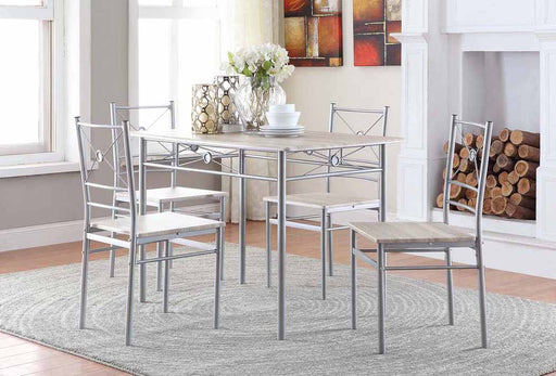 Anna Fontana 5-piece Rectangular Dining Set Brushed Silver - California Furniture (Coachella, CA)
