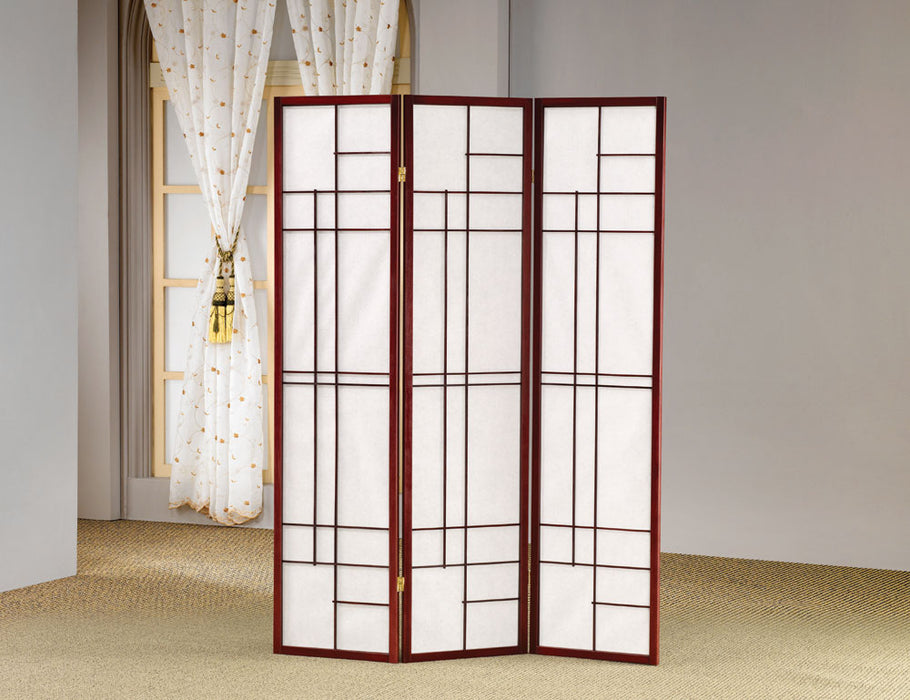 Katerina 3-panel Folding Floor Screen White and Cherry - California Furniture (Coachella, CA)