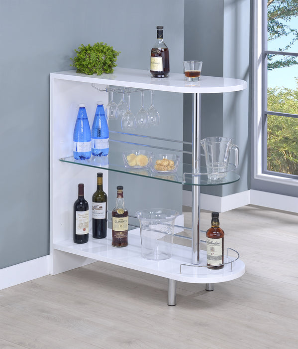 Adolfo 3-tier Bar Table Glossy White and Clear - California Furniture (Coachella, CA)