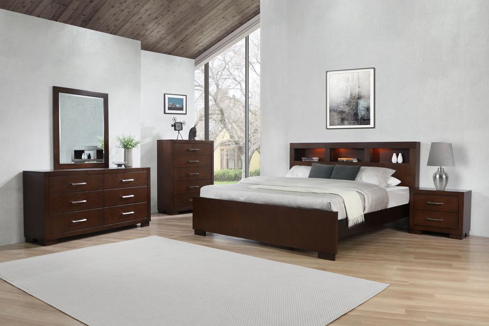 Jessica Bedroom Set with Bookcase Headboard Cappuccino - California Furniture (Coachella, CA)
