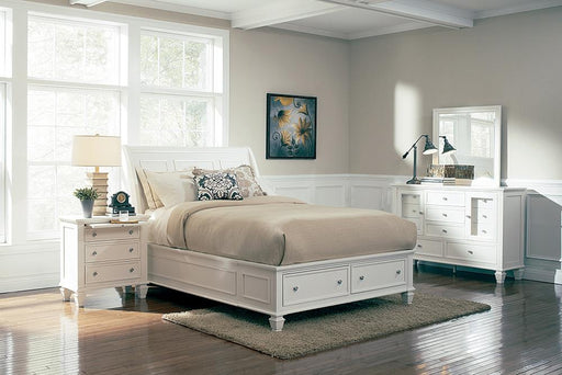 Sandy Beach 4 & 5 Piece Storage Bedroom Set with Sleigh Headboard E.King, Queen, & Cal.King - California Furniture (Coachella, CA)