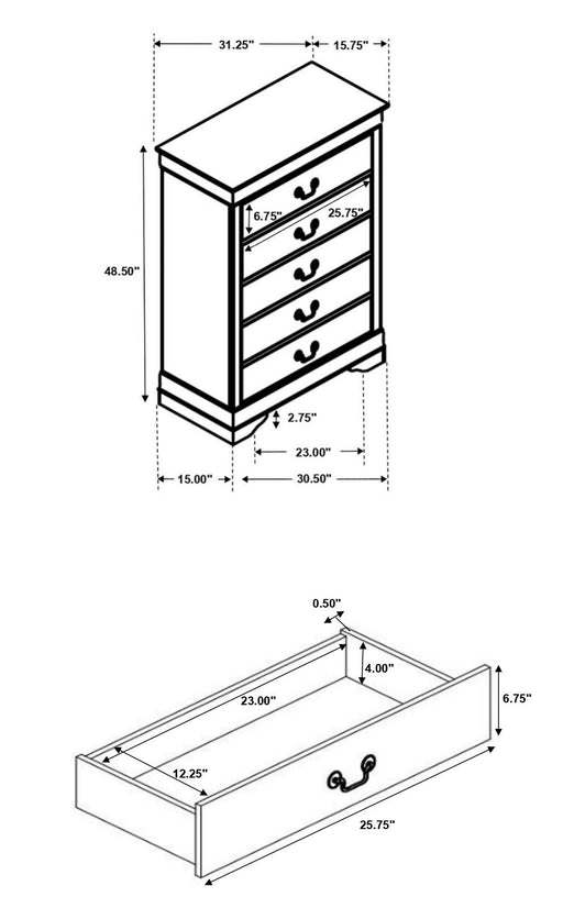 Louis Philippe 4 & 5 Piece Panel Bedroom Set with High Headboard E.king & Full - California Furniture (Coachella, CA)
