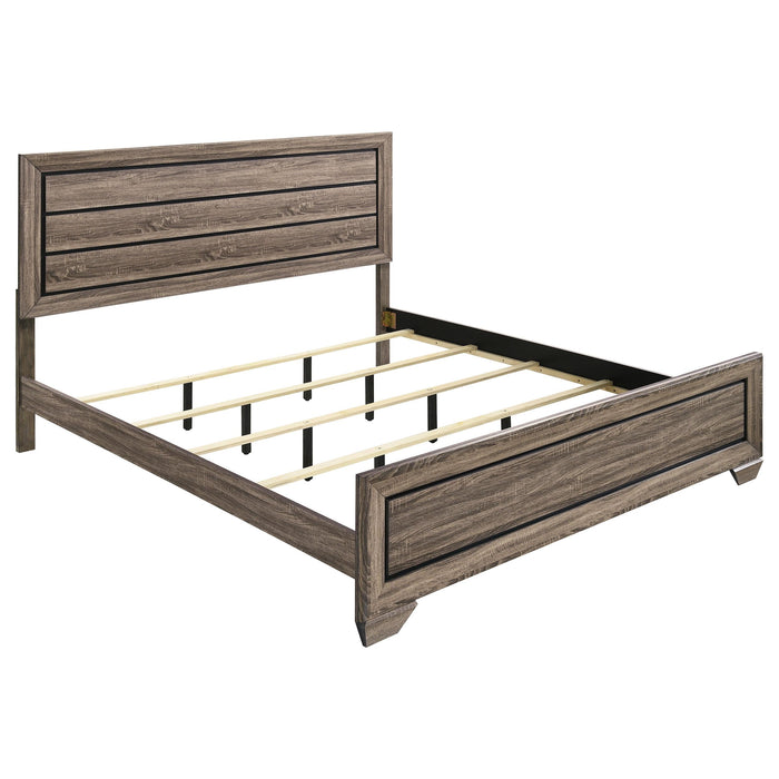 Kauffman California King, E.king, & Queen Panel Bed Washed Taupe - California Furniture (Coachella, CA)