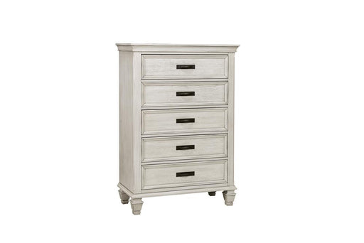 Franco 5-drawer Chest Antique White - California Furniture (Coachella, CA)
