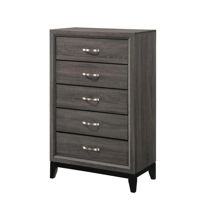 Watson 5-drawer Chest Grey Oak and Black - California Furniture (Coachella, CA)
