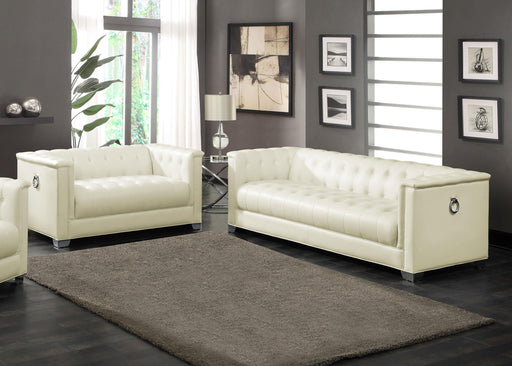 Chaviano 2-piece Upholstered Tufted Sofa Set Pearl White - California Furniture (Coachella, CA)