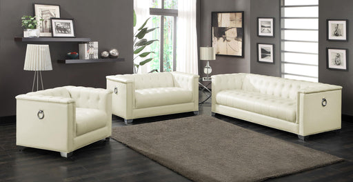 Chaviano 3-piece Upholstered Tufted Sofa Set Pearl White - California Furniture (Coachella, CA)
