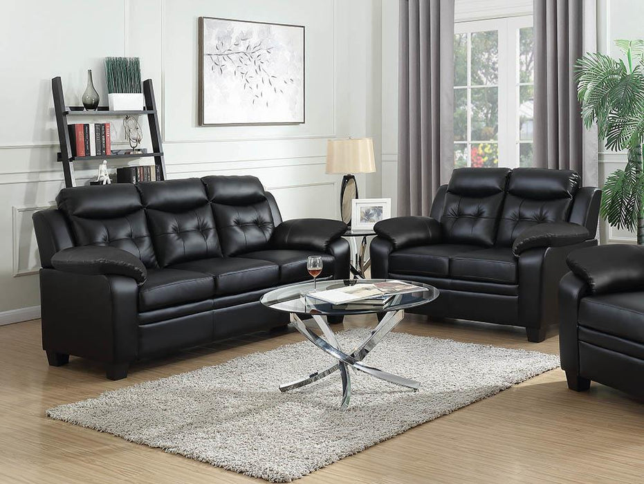 Finley Upholstered Pillow Top Arm Living Room Set Black - California Furniture (Coachella, CA)