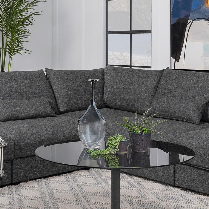 Sasha Upholstered Corner Chair Barely Black - California Furniture (Coachella, CA)