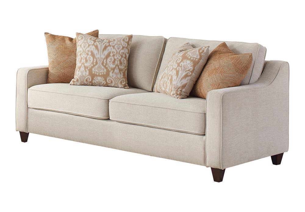 Christine Upholstered Cushion Back Sofa Beige - California Furniture (Coachella, CA)