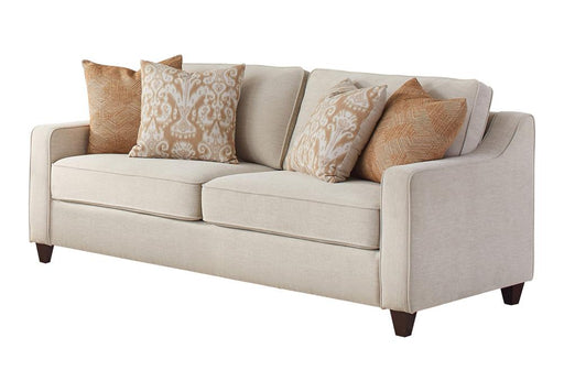 Christine Upholstered Cushion Back Sofa Beige - California Furniture (Coachella, CA)