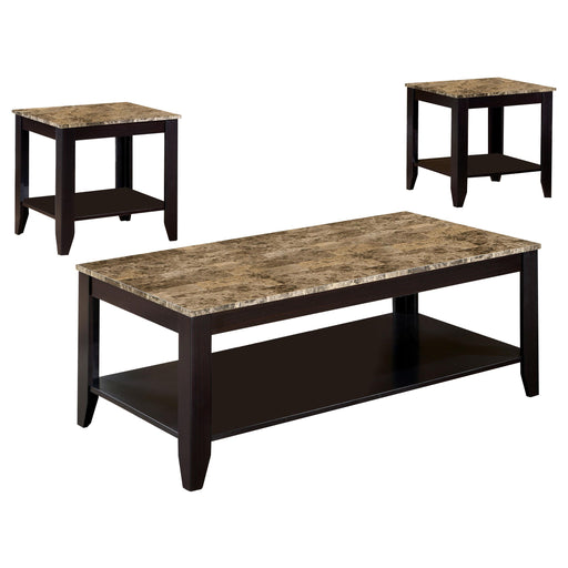 Flores 3-piece Occasional Table Set with Shelf Cappuccino - California Furniture (Coachella, CA)