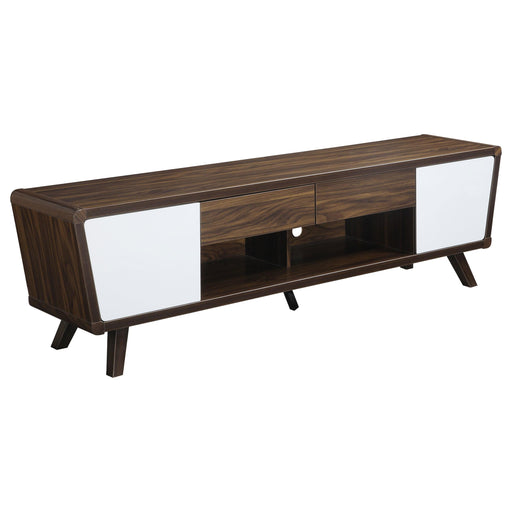 Alvin 2-drawer TV Console Dark Walnut and Glossy White - California Furniture (Coachella, CA)