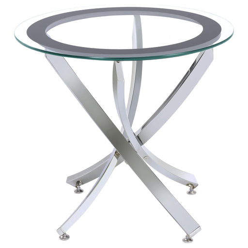 Brooke Glass Top End Table Chrome and Black - California Furniture (Coachella, CA)
