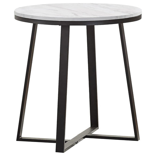 Hugo Metal Base Round End Table White and Matte Black - California Furniture (Coachella, CA)