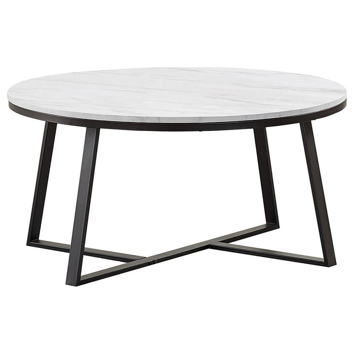 Hugo Round Coffee Table White and Matte Black - California Furniture (Coachella, CA)