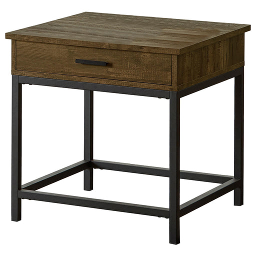 Byers Square 1-drawer End Table Brown Oak and Sandy Black - California Furniture (Coachella, CA)