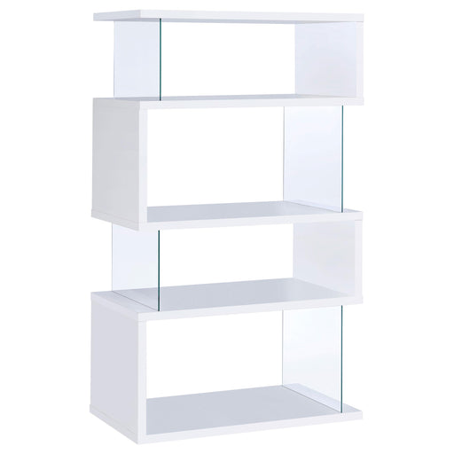 Emelle 4-tier Bookcase White and Clear - California Furniture (Coachella, CA)