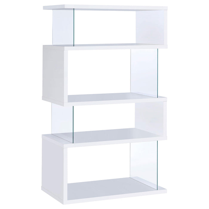 Emelle 4-tier Bookcase White and Clear - California Furniture (Coachella, CA)