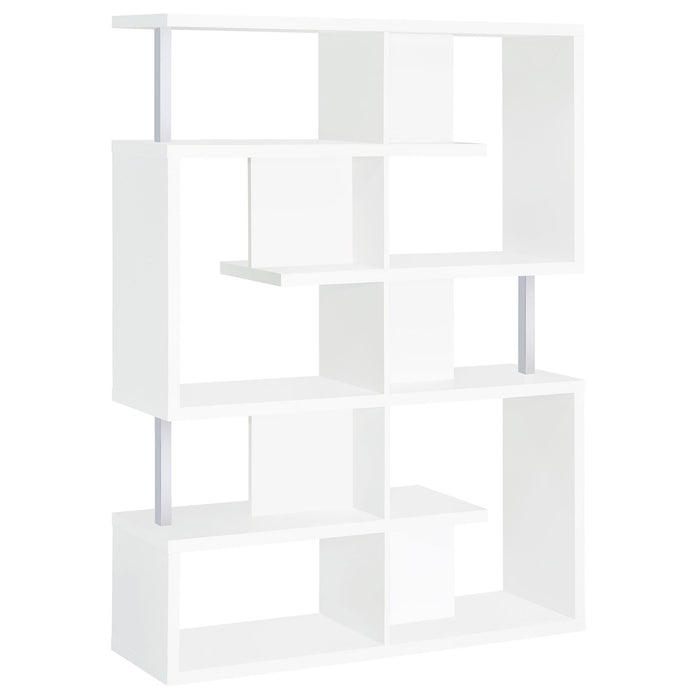 Hoover 5-tier Bookcase White and Chrome - California Furniture (Coachella, CA)