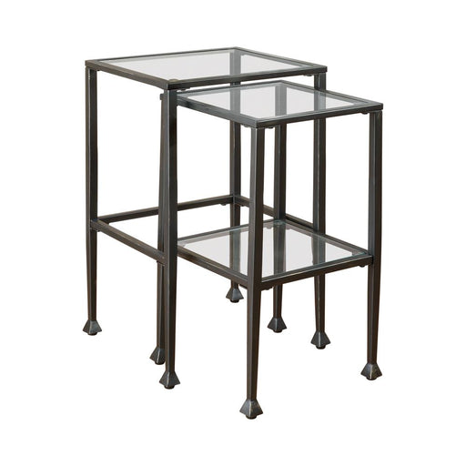 Leilani 2-piece Glass Top Nesting Tables Black - California Furniture (Coachella, CA)