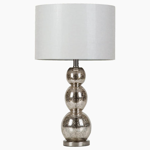 Mineta Drum Shade Table Lamp White and Antique Silver - California Furniture (Coachella, CA)