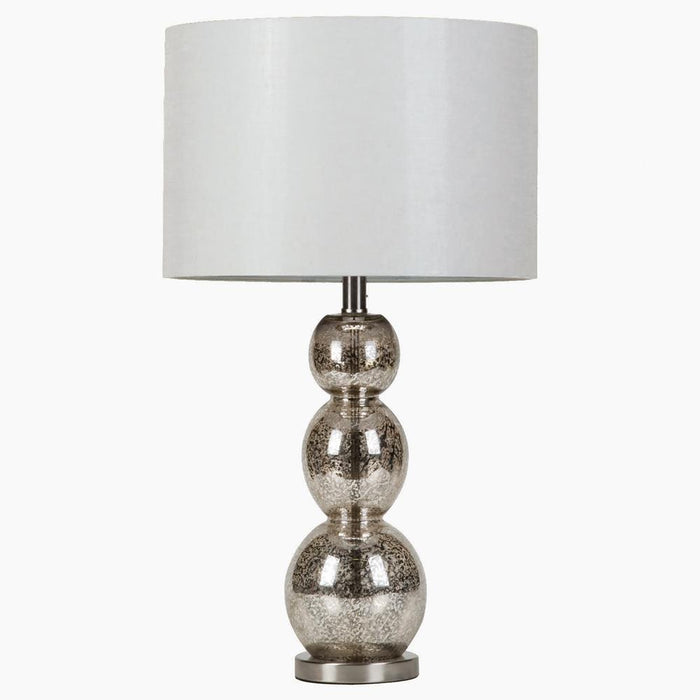 Mineta Drum Shade Table Lamp White and Antique Silver - California Furniture (Coachella, CA)