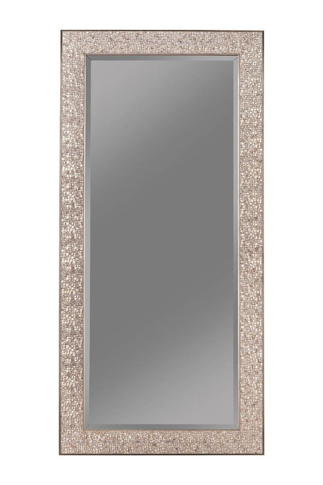 Rollins Rectangular Floor Mirror Silver Sparkle - California Furniture (Coachella, CA)