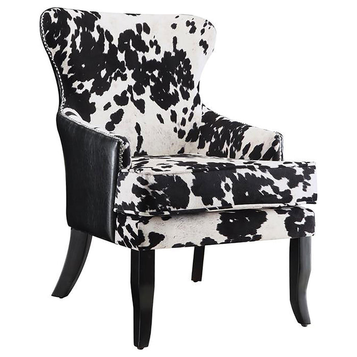 Trea Cowhide Print Accent Chair Black and White - California Furniture (Coachella, CA)