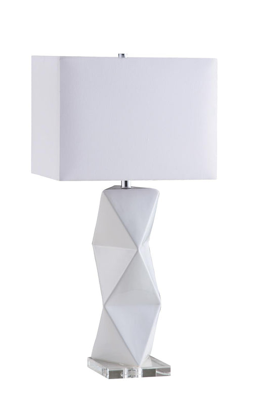 Camie Geometric Ceramic Base Table Lamp White - California Furniture (Coachella, CA)