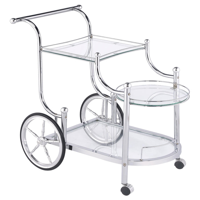 Sarandon 3-tier Serving Cart Chrome and Clear - California Furniture (Coachella, CA)