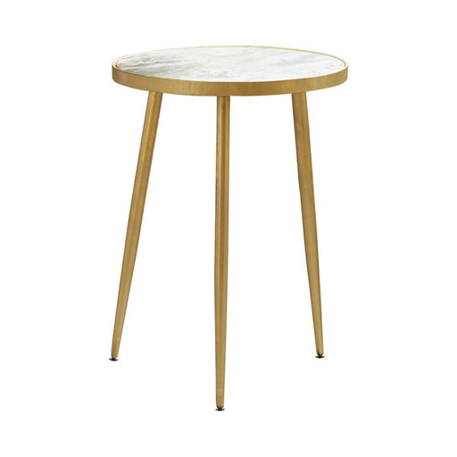 Acheson Round Accent Table White and Gold - California Furniture (Coachella, CA)