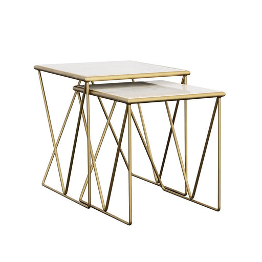 Bette 2-piece Nesting Table Set White and Gold - California Furniture (Coachella, CA)