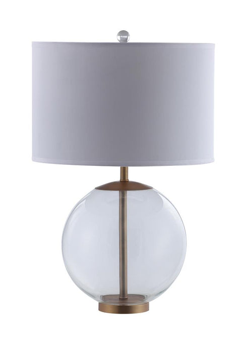 Kenny Drum Shade Table Lamp with Glass Base White - California Furniture (Coachella, CA)