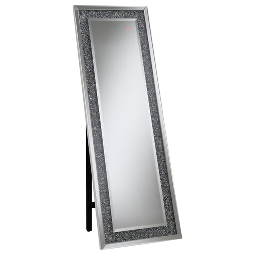 Carisi Rectangular Standing Mirror with LED Lighting Silver - California Furniture (Coachella, CA)