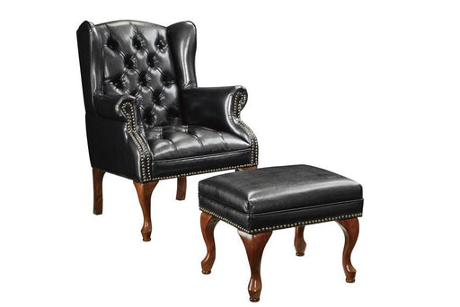 Roberts Button Tufted Back Accent Chair with Ottoman Black and Espresso - California Furniture (Coachella, CA)
