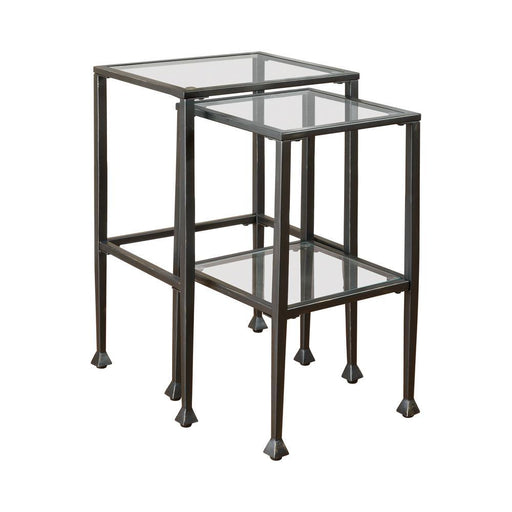 Leilani 2-piece Glass Top Nesting Tables Black - California Furniture (Coachella, CA)