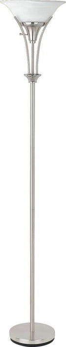 Archie Floor Lamp with Frosted Ribbed Shade Brushed Steel - California Furniture (Coachella, CA)