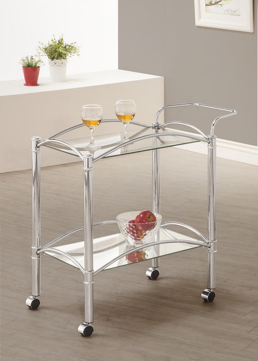 Shadix 2-tier Serving Cart with Glass Top Chrome and Clear - California Furniture (Coachella, CA)