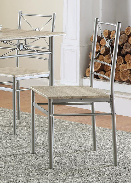 Anna Fontana 5-piece Rectangular Dining Set Brushed Silver - California Furniture (Coachella, CA)