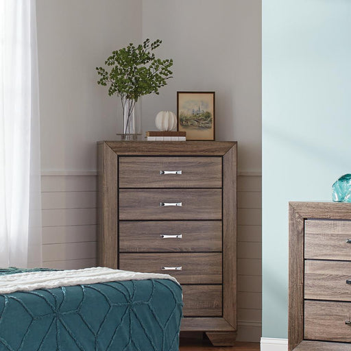 Kauffman 5-drawer Chest Washed Taupe - California Furniture (Coachella, CA)