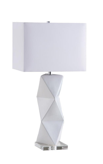 Camie Geometric Ceramic Base Table Lamp White - California Furniture (Coachella, CA)