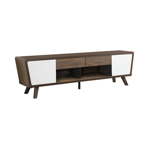 Alvin 2-drawer TV Console Dark Walnut and Glossy White - California Furniture (Coachella, CA)