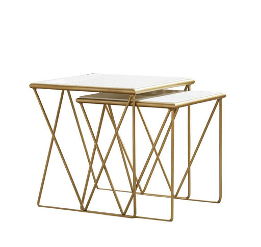 Bette 2-piece Nesting Table Set White and Gold - California Furniture (Coachella, CA)