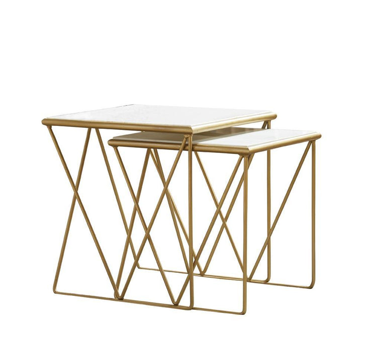 Bette 2-piece Nesting Table Set White and Gold - California Furniture (Coachella, CA)